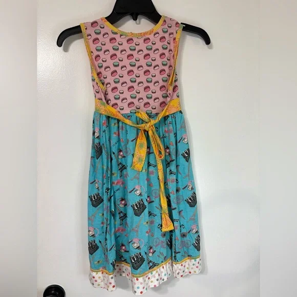 Jelly the Pug Girls Multi-Color Cotton Cute Madeleine Paris Print Dress Size 12 - Picture 8 of 9